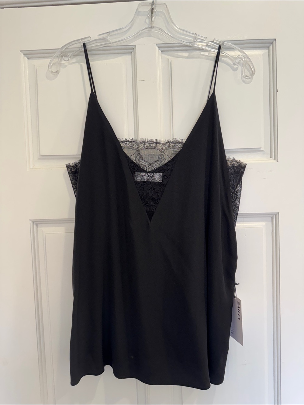 Bailey 44 Black Silk & Lace Trim Cami Tank Top